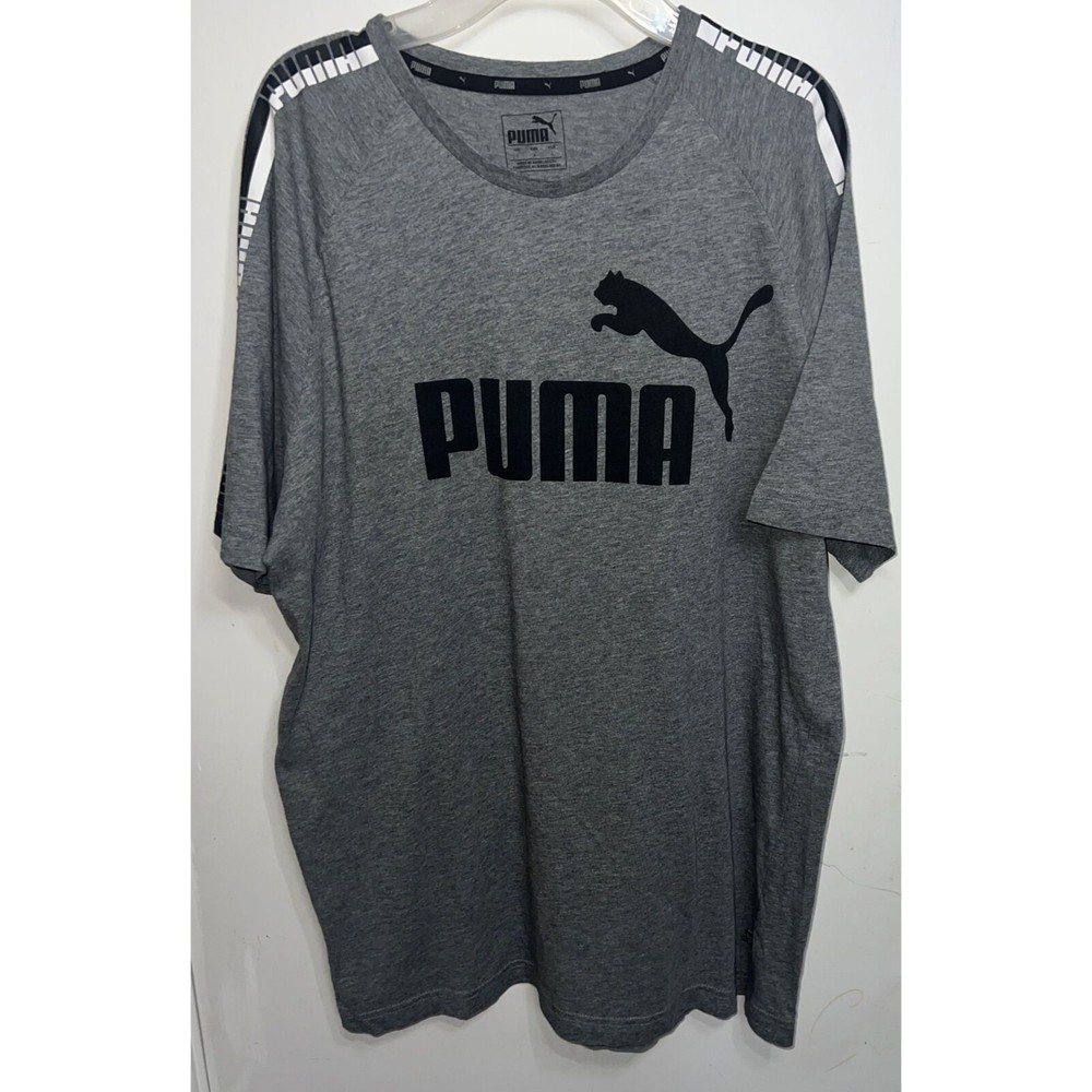 PUMA T-Shirt Men's Gray Sport Tee Size S Round Neck Short Sleeves 100% Cotton